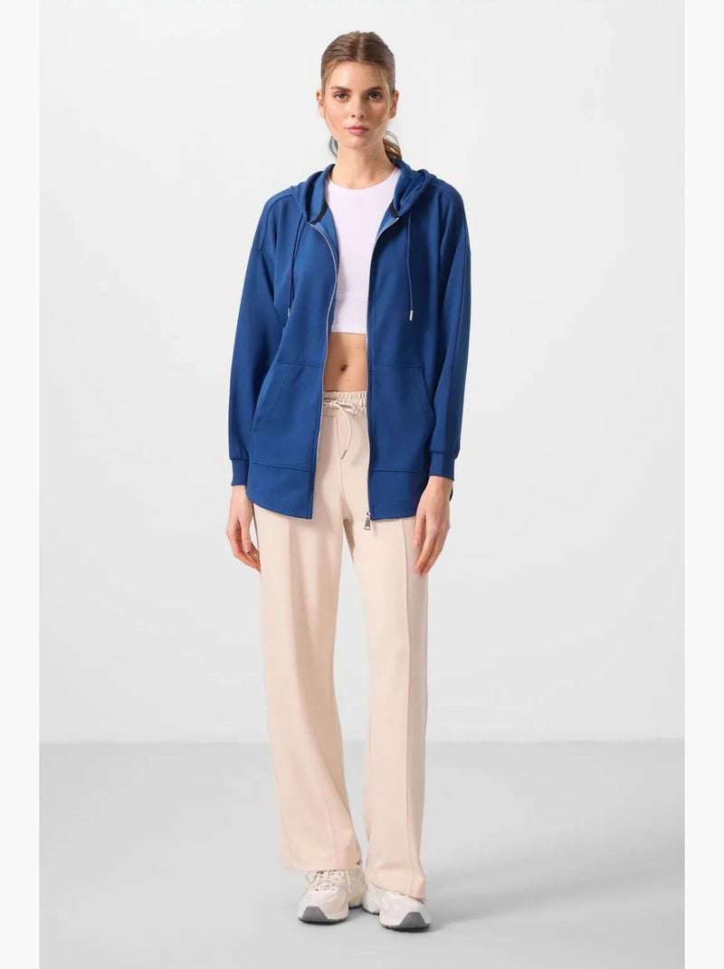 Sudadera túnica larga oversize con capucha y cremallera tommy Azul - Kiabi