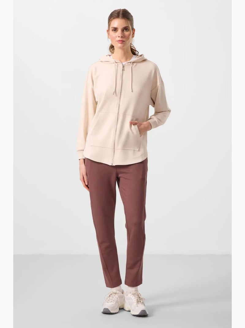 Sudadera túnica larga oversize con capucha y cremallera tommy Beige arcilla - Kiabi