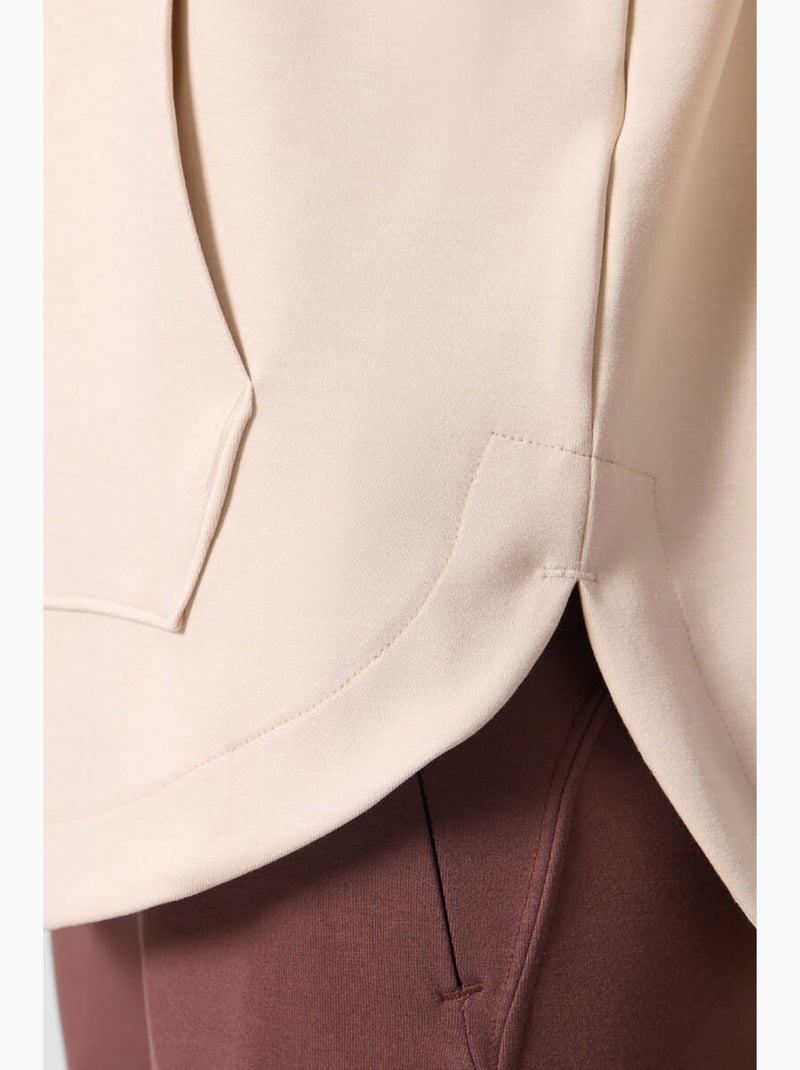 Sudadera túnica larga oversize con capucha y cremallera tommy Beige arcilla - Kiabi