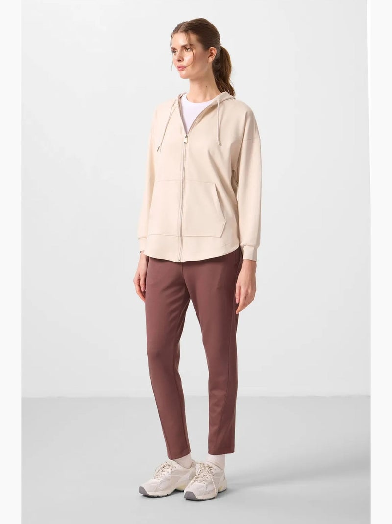 Sudadera túnica larga oversize con capucha y cremallera tommy Beige arcilla - Kiabi