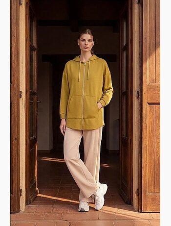 Sudadera túnica larga oversize con capucha y cremallera tommy