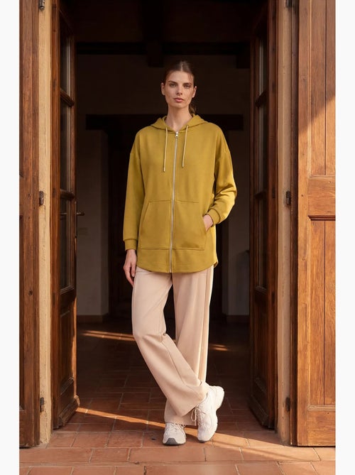 Sudadera túnica larga oversize con capucha y cremallera tommy - Kiabi Sudadera túnica larga oversize con capucha y cremallera tommy - Kiabi