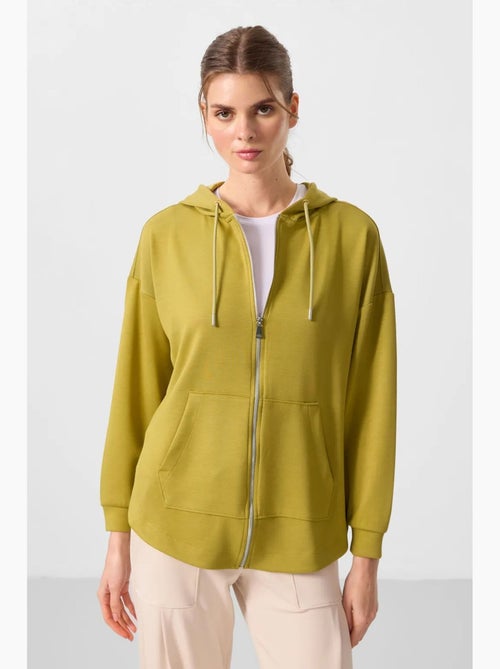 Sudadera túnica larga oversize con capucha y cremallera tommy - Kiabi Sudadera túnica larga oversize con capucha y cremallera tommy - Kiabi