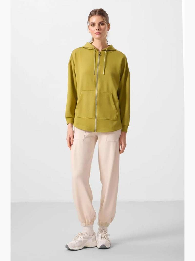 Sudadera túnica larga oversize con capucha y cremallera tommy Caqui - Kiabi