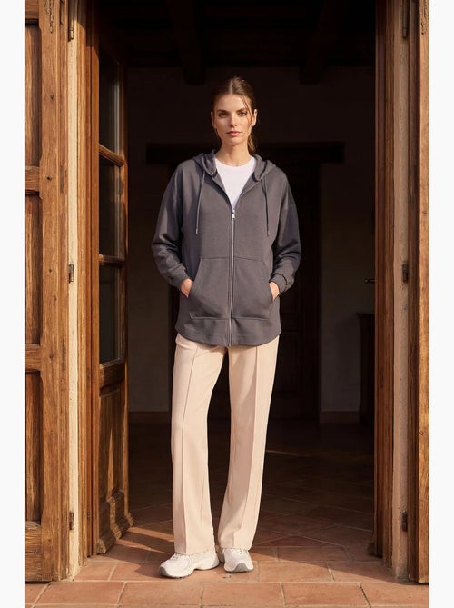 Sudadera túnica larga oversize con capucha y cremallera tommy - Kiabi Sudadera túnica larga oversize con capucha y cremallera tommy - Kiabi