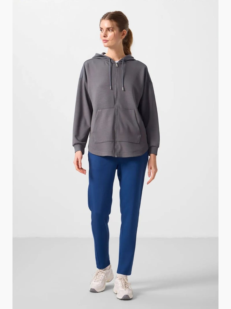 Sudadera túnica larga oversize con capucha y cremallera tommy Gris negro - Kiabi