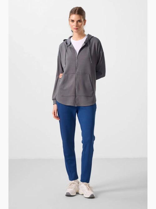 Sudadera túnica larga oversize con capucha y cremallera tommy - Kiabi Sudadera túnica larga oversize con capucha y cremallera tommy - Kiabi
