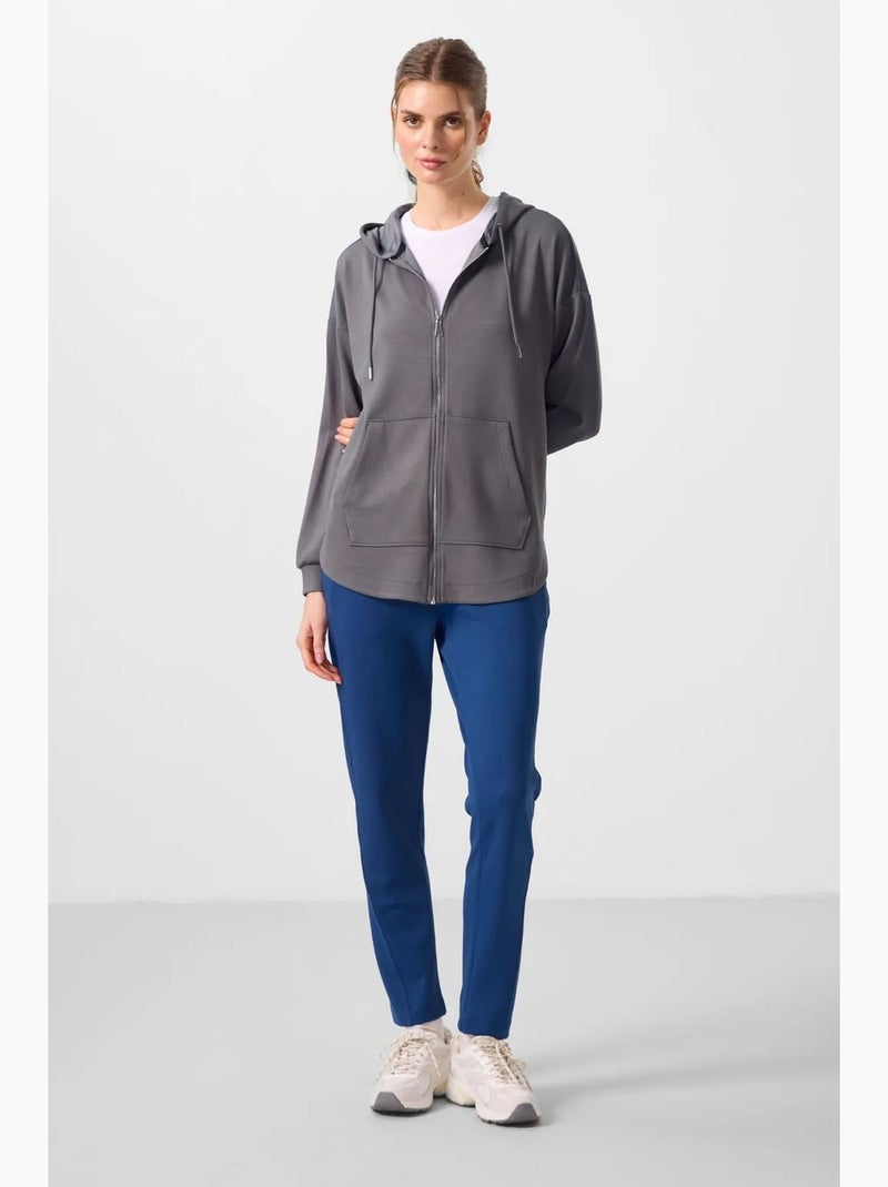 Sudadera túnica larga oversize con capucha y cremallera tommy Gris negro - Kiabi