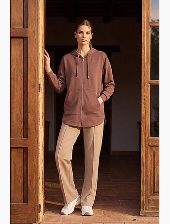 Sudadera túnica larga oversize con capucha y cremallera tommy