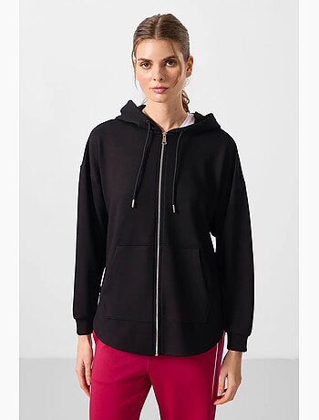 Sudadera túnica larga oversize con capucha y cremallera tommy