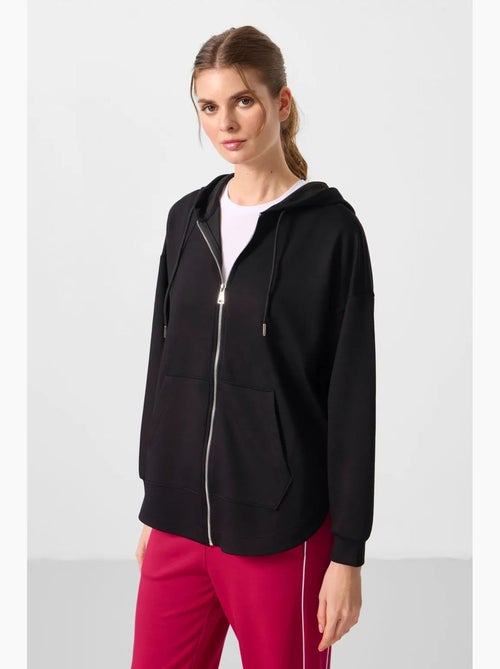 Sudadera túnica larga oversize con capucha y cremallera tommy - Kiabi Sudadera túnica larga oversize con capucha y cremallera tommy - Kiabi