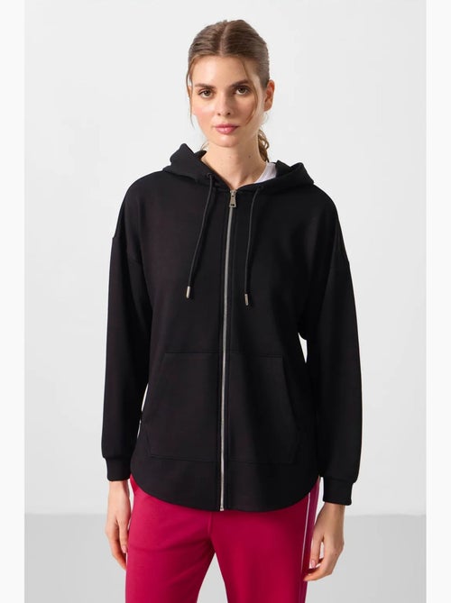 Sudadera túnica larga oversize con capucha y cremallera tommy - Kiabi Sudadera túnica larga oversize con capucha y cremallera tommy - Kiabi