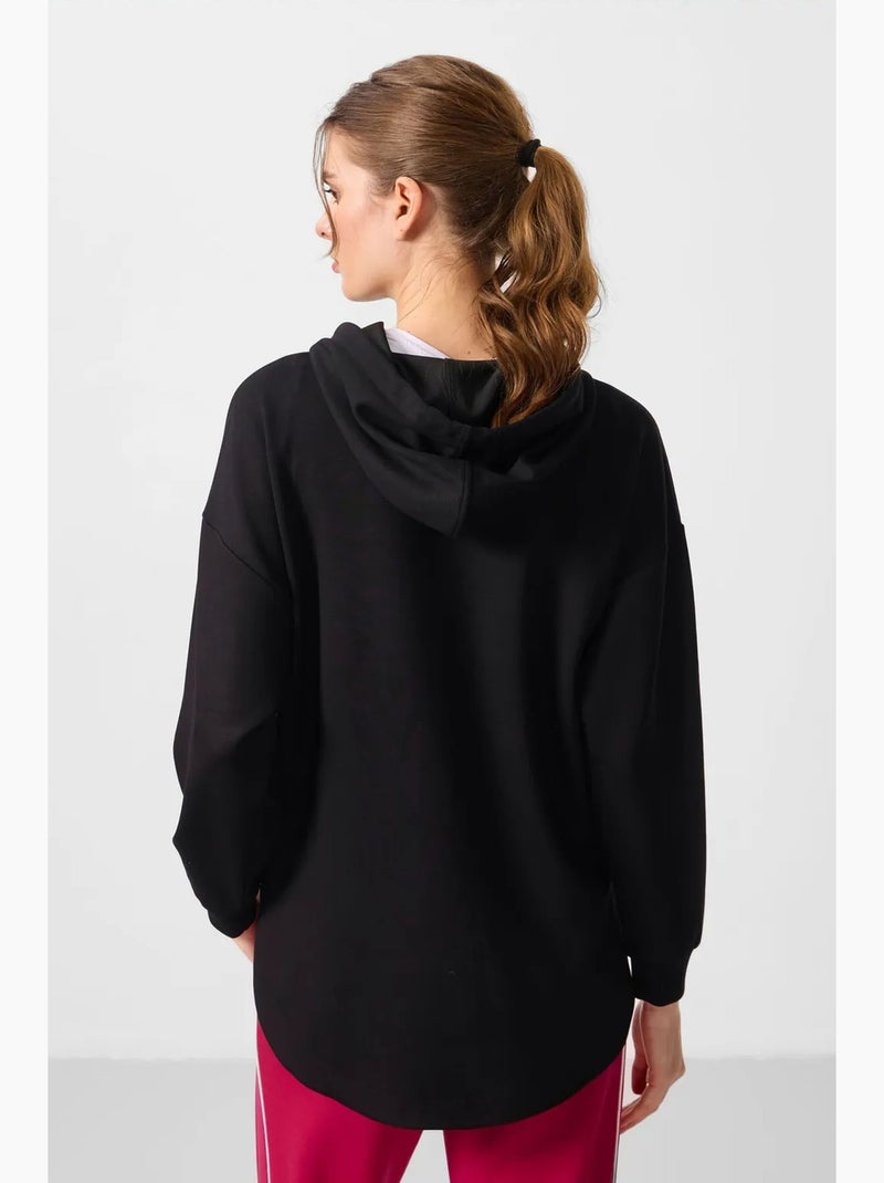 Sudadera túnica larga oversize con capucha y cremallera tommy Negro - Kiabi