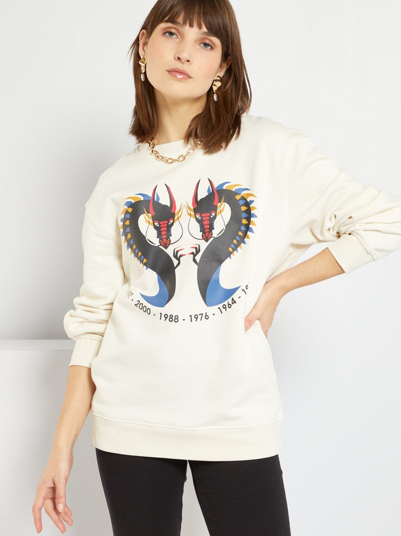 Sudadera unisex Año Nuevo chino BLANCO - Kiabi