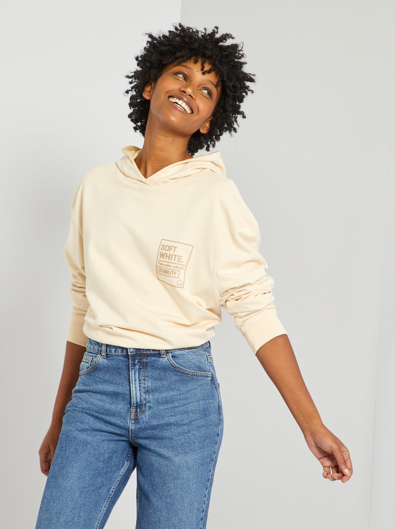 Sudadera unisex capucha BLANCO - Kiabi