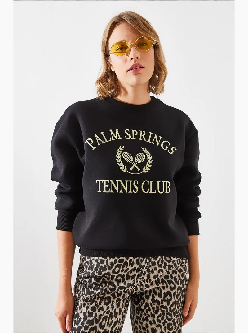 Sudadera universitaria vintage de tenis palm springs con tres hilos cepillados de mbhs lucci Negro - Kiabi