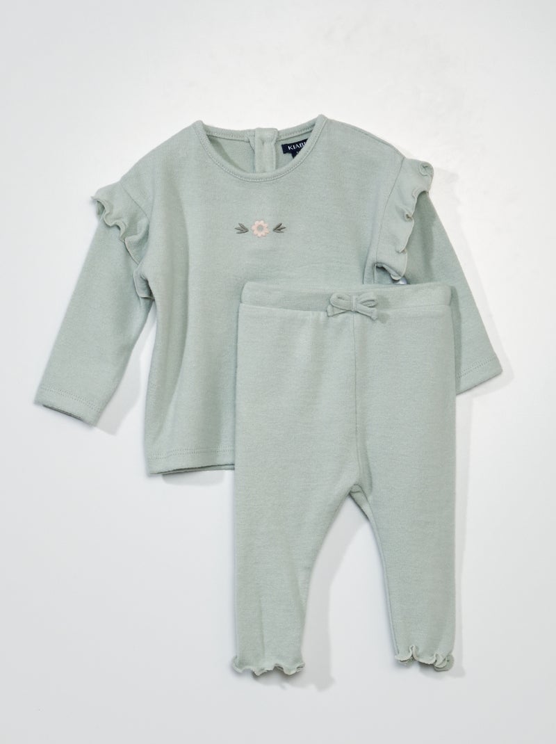 Sudadera y legging de punto suave - 2 piezas AZUL - Kiabi