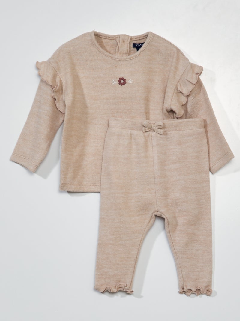 Sudadera y legging de punto suave - 2 piezas BEIGE - Kiabi