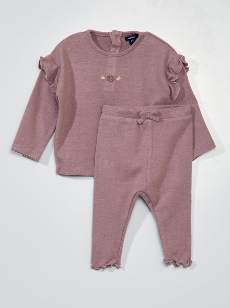 Sudadera y legging de punto suave - 2 piezas ROSA - Kiabi