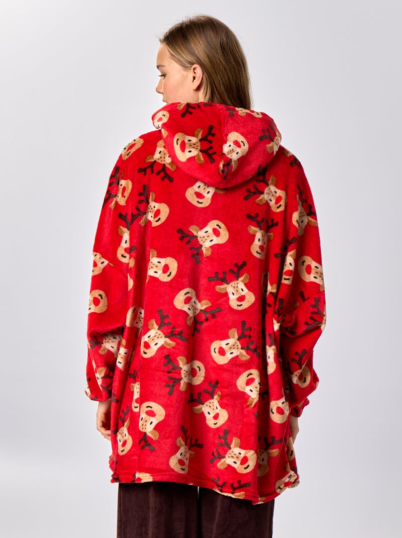 Sudaderas con capucha de tejido peluche 'Navidad' Rojo - Kiabi