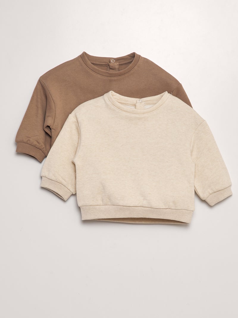 Sudaderas lisas de chándal  - Pack de 2 BEIGE - Kiabi