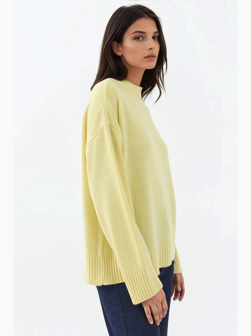 Suéter acogedor de cuello redondo hiccup Amarillo limón - Kiabi