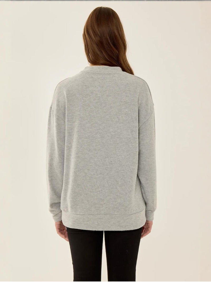 Suéter básico de corte relajado Gris - Kiabi