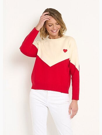 Suéter cálido con efecto gráfico y detalle de corazón. - AFIBEL