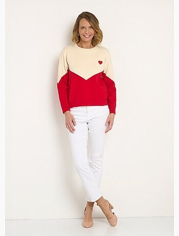 Suéter cálido con efecto gráfico y detalle de corazón. - AFIBEL