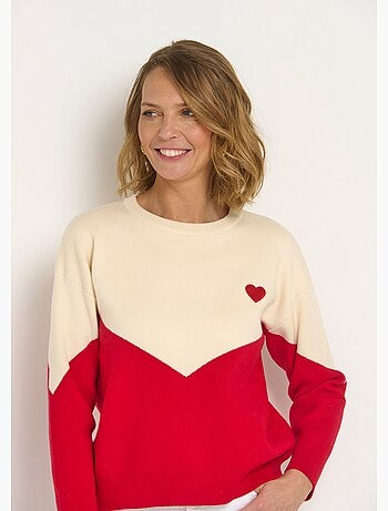 Suéter cálido con efecto gráfico y detalle de corazón. - AFIBEL