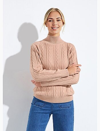 Suéter cálido de cuello alto, acanalado y retorcido - Afibel