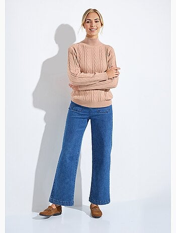 Suéter cálido de cuello alto, acanalado y retorcido - Afibel