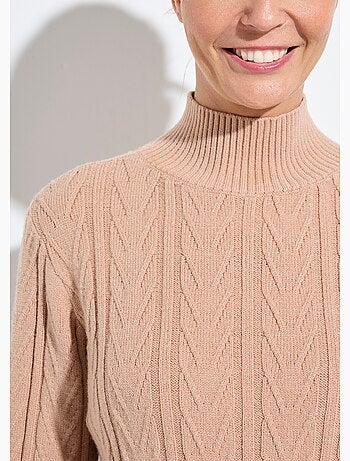 Suéter cálido de cuello alto, acanalado y retorcido - Afibel