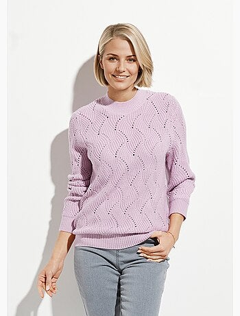 Suéter cálido de cuello alto con tejido calado grueso - Afibel