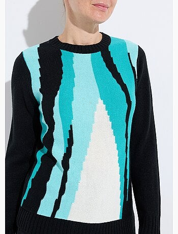 Suéter cálido de jacquard gráfico con cuello redondo - Afibel