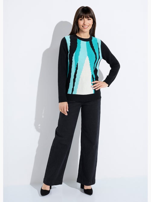 Suéter cálido de jacquard gráfico con cuello redondo - Afibel - Kiabi