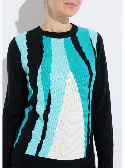 Suéter cálido de jacquard gráfico con cuello redondo - Afibel - Kiabi