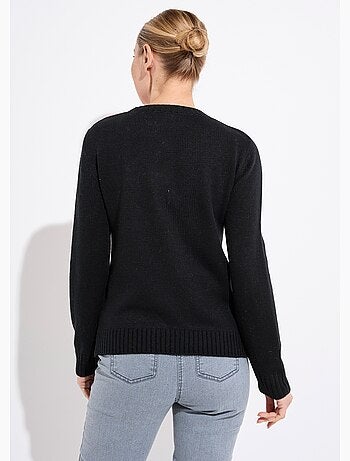 Suéter cálido de jacquard gráfico con cuello redondo - Afibel