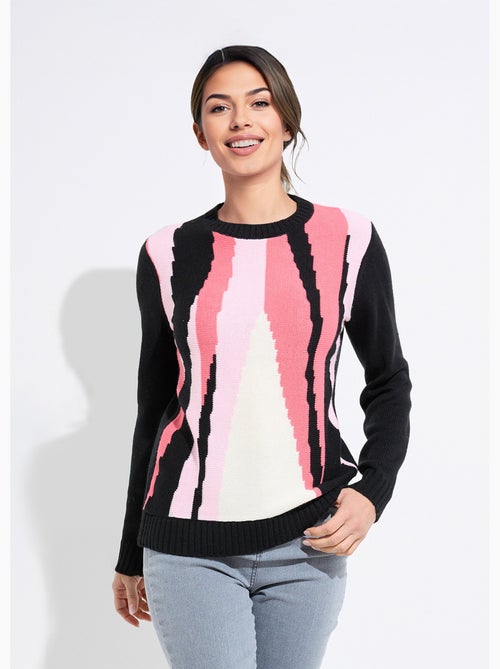 Suéter cálido de jacquard gráfico con cuello redondo - Afibel - Kiabi