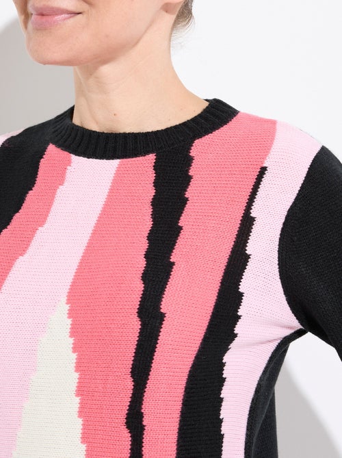 Suéter cálido de jacquard gráfico con cuello redondo - Afibel - Kiabi