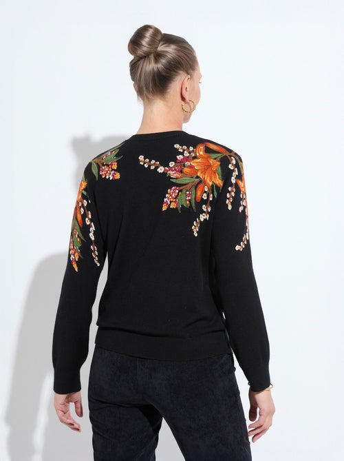 Suéter cálido de manga larga con estampado floral y cuello redondo - Afibel - Kiabi