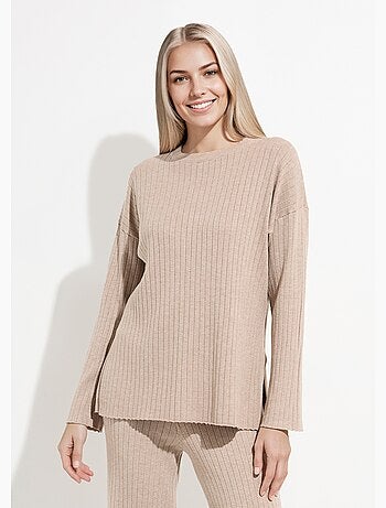 Suéter cómodo con punto de canalé plano - AFIBEL