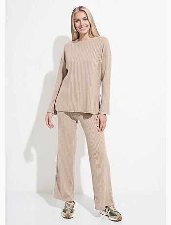 Suéter cómodo con punto de canalé plano - AFIBEL