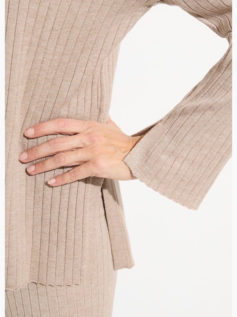 Suéter cómodo con punto de canalé plano - AFIBEL Beige - Kiabi