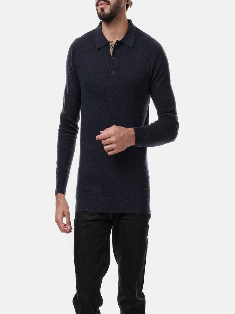 Suéter con cuello polo Azul marino - Kiabi