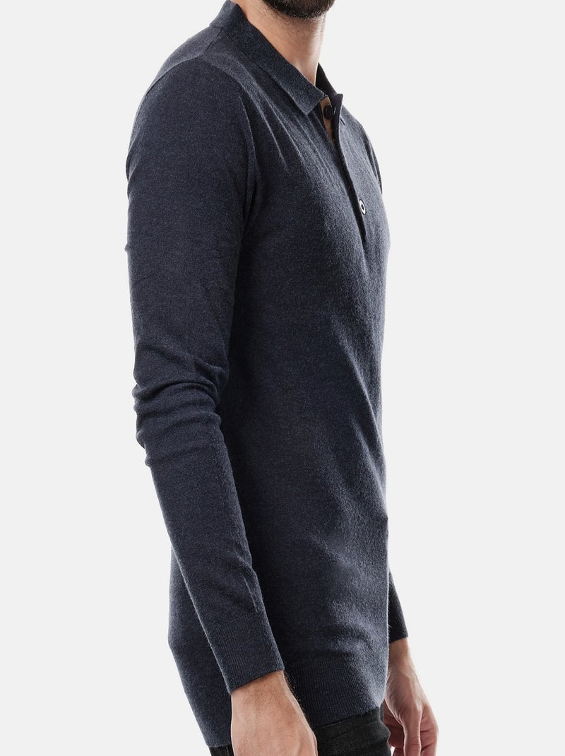 Suéter con cuello polo Azul marino - Kiabi