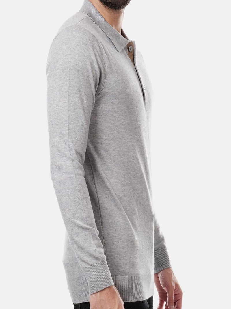 Suéter con cuello polo Gris - Kiabi