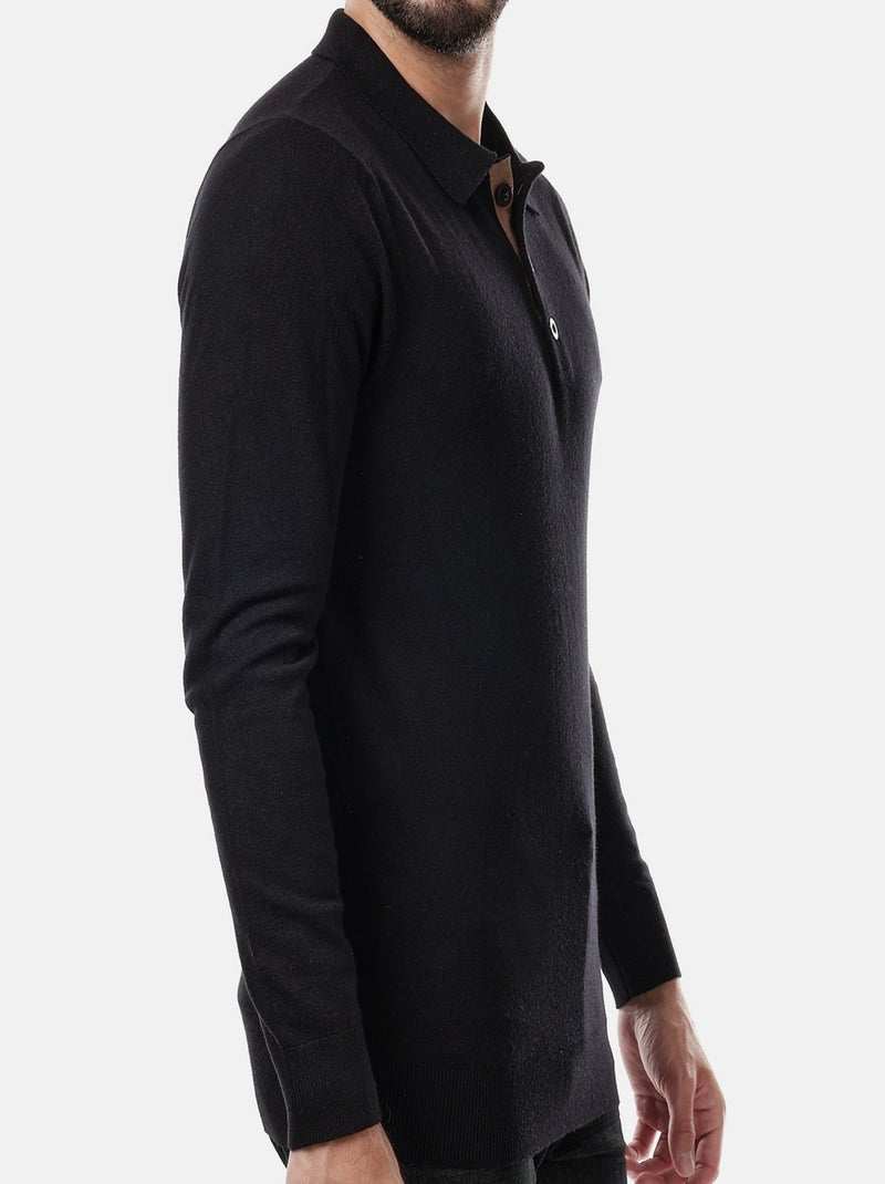 Suéter con cuello polo Negro - Kiabi