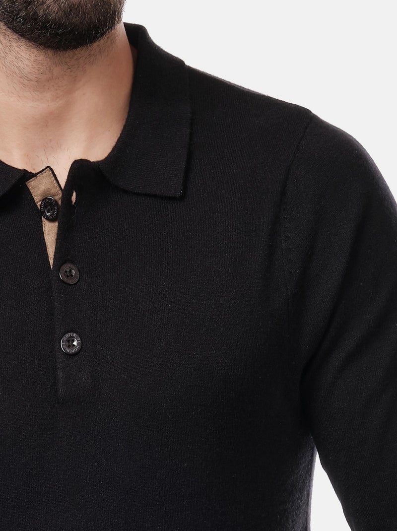 Suéter con cuello polo Negro - Kiabi