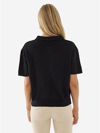 Suéter con cuello polo y cremallera